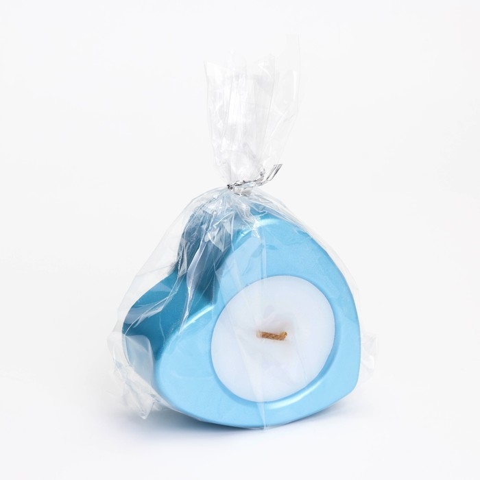 Свеча  Свеча "Сердце малое. Мрамор" в подсвечнике из гипса, 7х3см,голубой