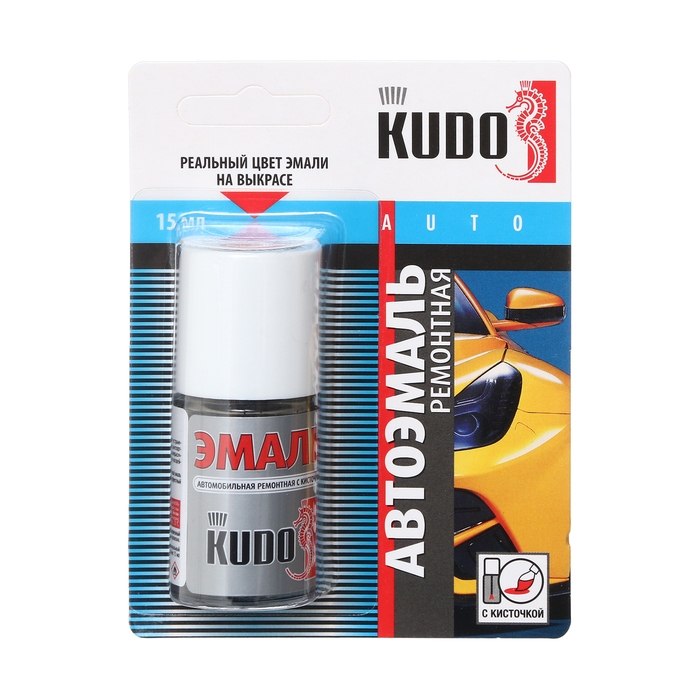 Эмаль Kudo автомобильная ремонтная акриловая с кисточкой  Эмаль Kudo автомобильная ремонтная акриловая с кисточкой "1К чёрная матовая", 15 мл