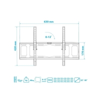 Кронштейн Tuarex OLIMP-112, для ТВ, наклонный, 32-90", до 40 кг, 25 мм, черный