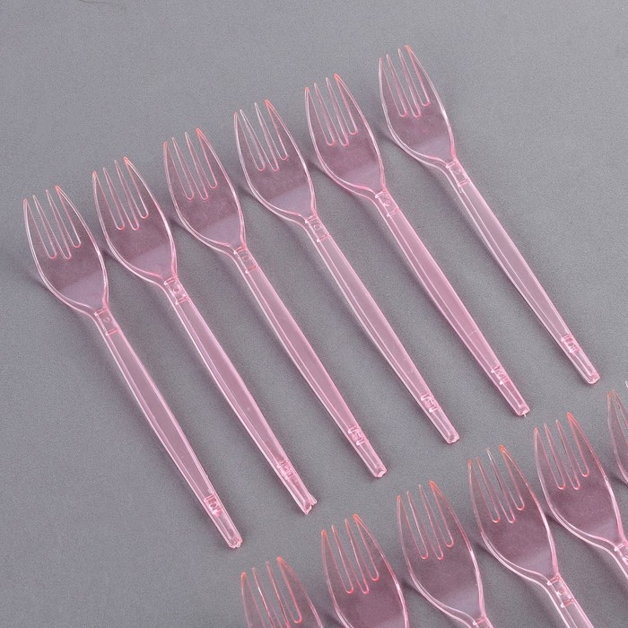 Вилки пластиковые, в наборе 12 шт., цвет розовый Вилки пластиковые, в наборе 12 шт., цвет розовый
