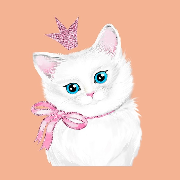 Термотрансфер с блёстками «Кошка принцесса», 15 × 20 см Термотрансфер с блёстками «Кошка принцесса», 15 × 20 см