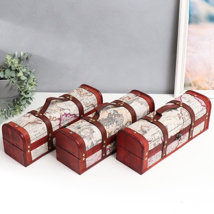 Шкатулка под бутылку  Шкатулка под бутылку "География" 33,5х11х12 см МИКС