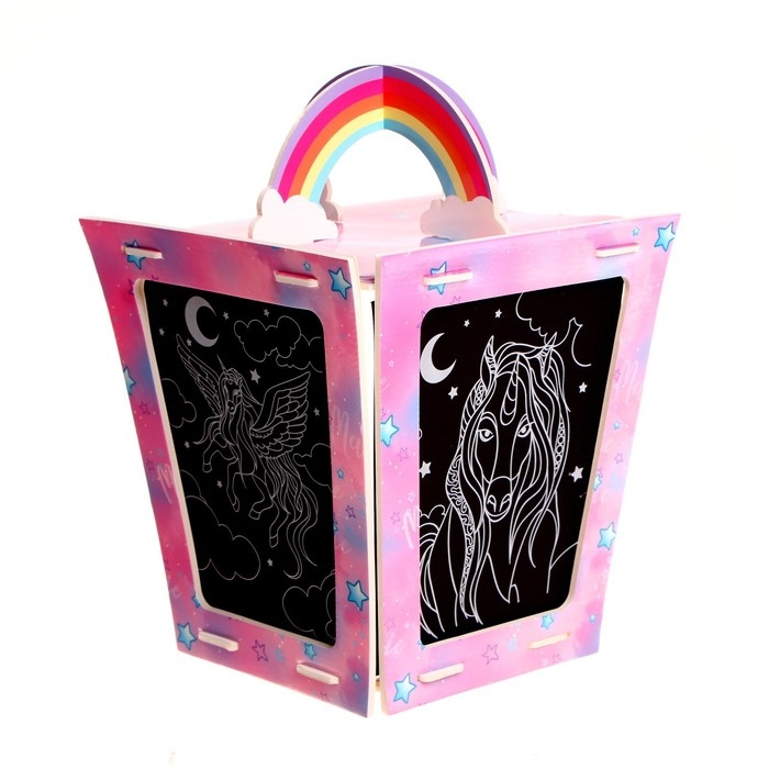 Набор для творчества «Создай ночник с гравюрой. Единорог», 3Д конструктор, голографическая гравюра, 3+