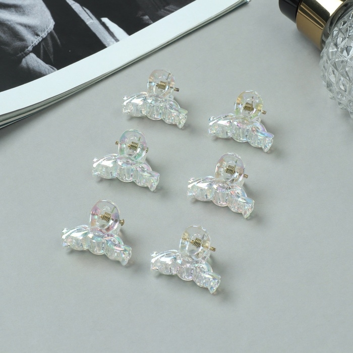 Краб для волос  Краб для волос "Аванти" (набор 6 шт) петельки, 2,5 см, прозрачный