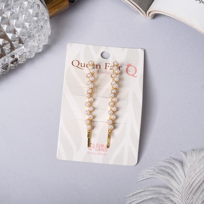 Невидимка для волос  Невидимка для волос "Либерти" (набор 2 шт) роскошь, 6 см, золото