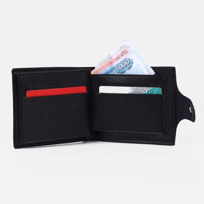 Портмоне мужское на магните, отдел для купюр, для монет, для карт, цвет чёрный Портмоне мужское на магните, отдел для купюр, для монет, для карт, цвет чёрный