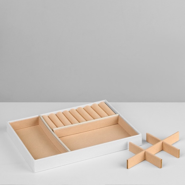 Подставка для украшений «Шкатулка» съёмная подставка, 17×23×8,5 см, цвет белый Подставка для украшений «Шкатулка» съёмная подставка, 17×23×8,5 см, цвет белый