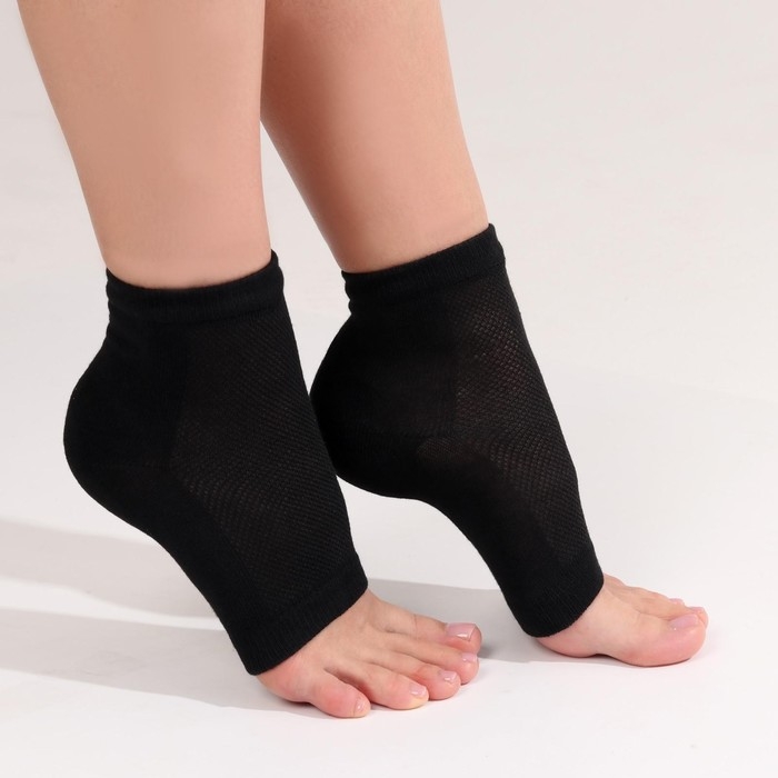 Напяточники для педикюра, увлажняющие, с силиконовыми вставками, 16 × 8,5 см, ONE SIZE, цвет чёрный Напяточники для педикюра, увлажняющие, с силиконовыми вставками, 16 × 8,5 см, ONE SIZE, цвет чёрный