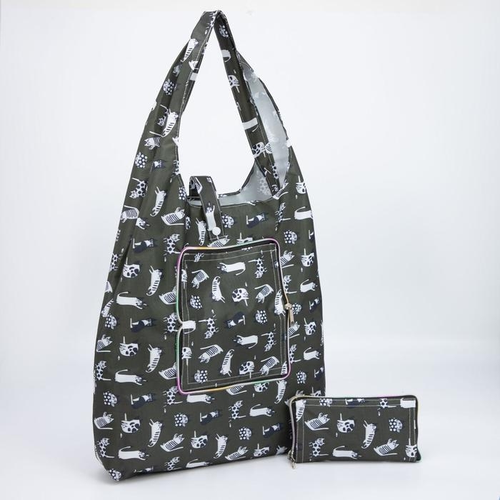 Сумка хозяйственная на кнопке, складная, цвет зелёный Сумка хозяйственная на кнопке, складная, цвет зелёный