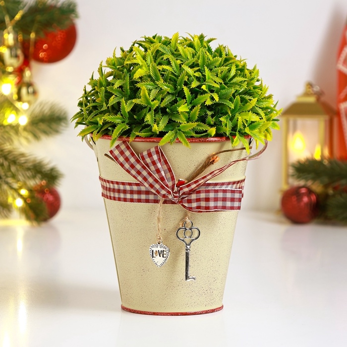 Кашпо Кашпо "Ведерко Рустад" бежевое, 12х12х13см