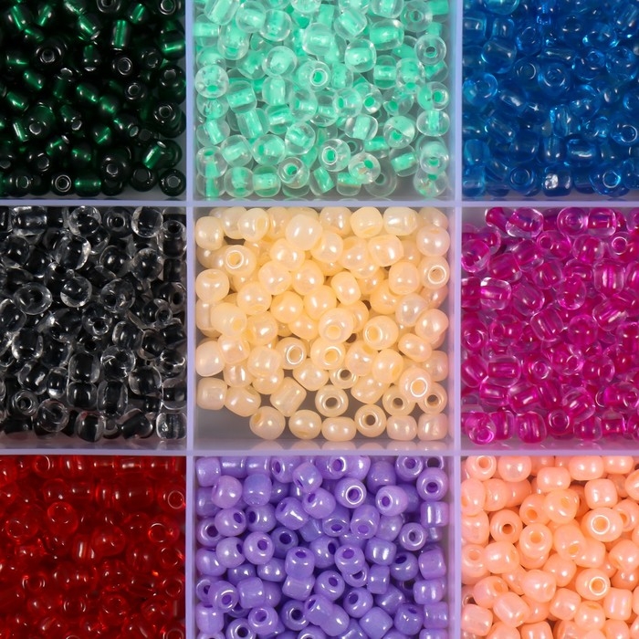 Бисер стекло 6/0 в шкатулке  Бисер стекло 6/0 в шкатулке "Цветной" 17,5х10х2 см