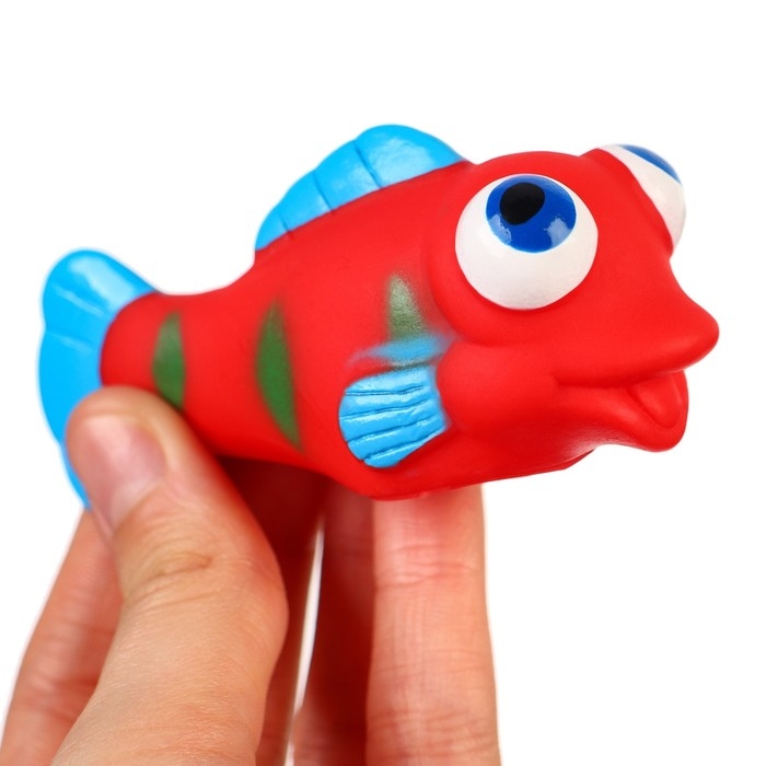 Набор резиновых игрушек для ванны «Рыбки лупоглазики», 12 см, с пищалкой, 6 шт, Крошка Я