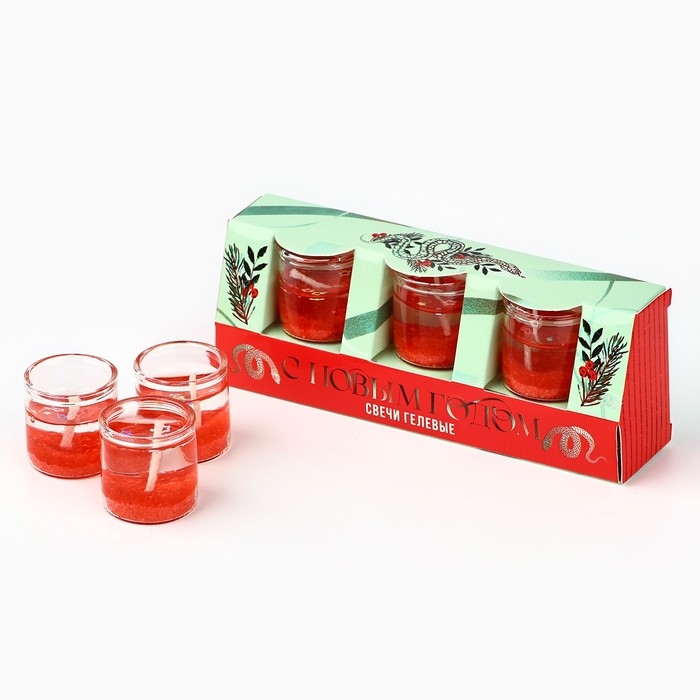 Свечи гелевые новогодние «С Новым годом!» на Новый год на Новый год, 3 шт, красные, 2,5 х2,5 х 2,5 см Свечи гелевые новогодние «С Новым годом!» на Новый год на Новый год, 3 шт, красные, 2,5 х2,5 х 2,5 см