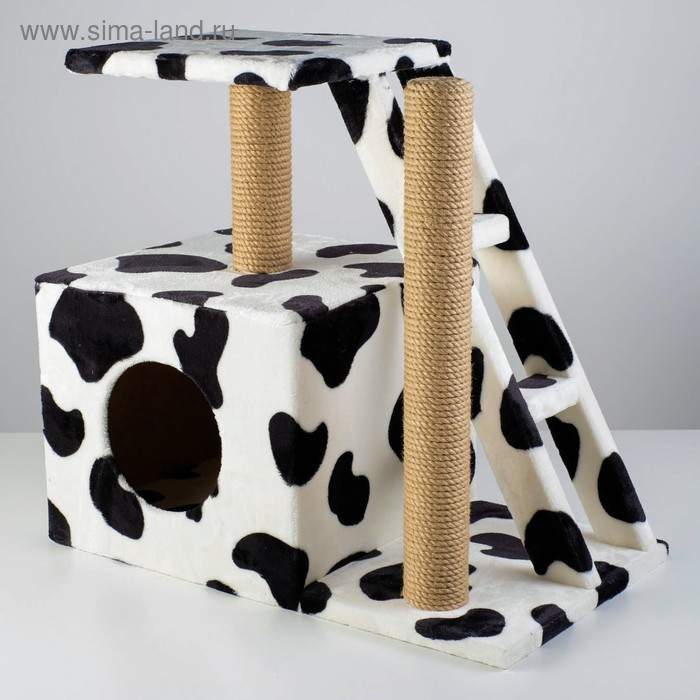 Домик для кошек с когтеточкой  Домик для кошек с когтеточкой "Домосед", с лестницей и площадкой, 60 х 35 х 56 см, микс