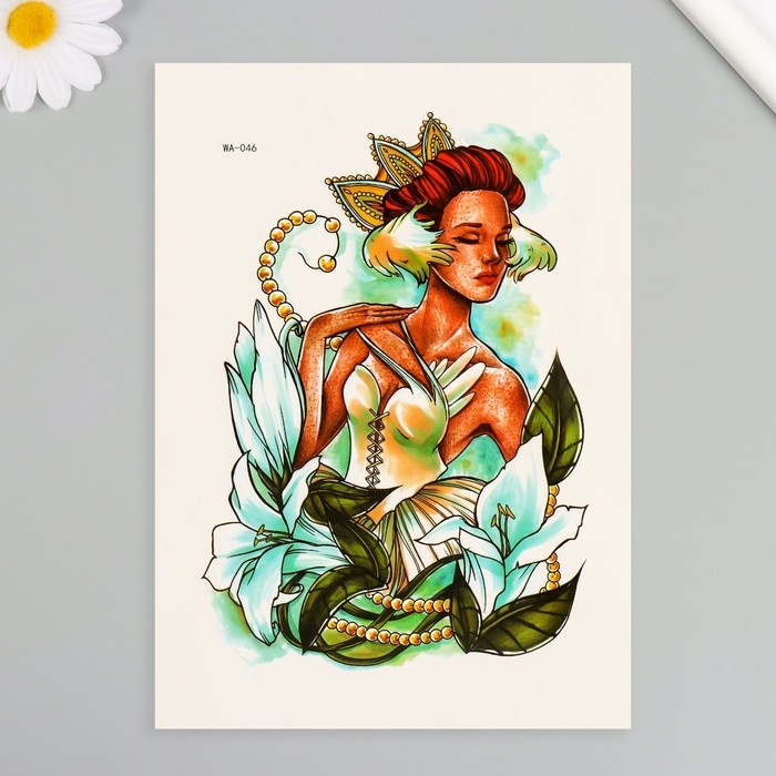 Татуировка на тело цветная Татуировка на тело цветная "Принцесса Лилий" 26,1х14,6 см