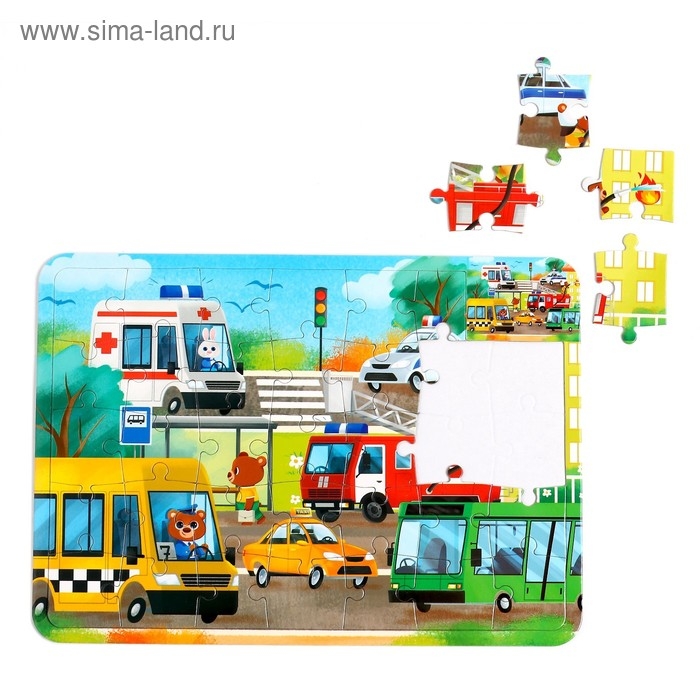 Пазл в рамке «Полезные машины», 34 детали + раскраска Пазл в рамке «Полезные машины», 34 детали + раскраска