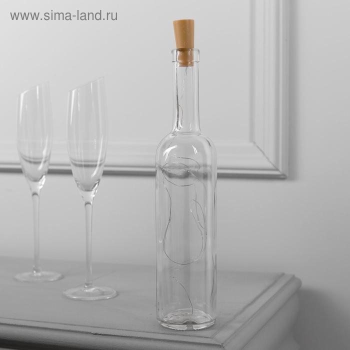 Гирлянда «Нить» 1 м роса с пробкой, IP20, серебристая нить, 10 LED, батарейки LR44х3 (в комплекте), свечение красное