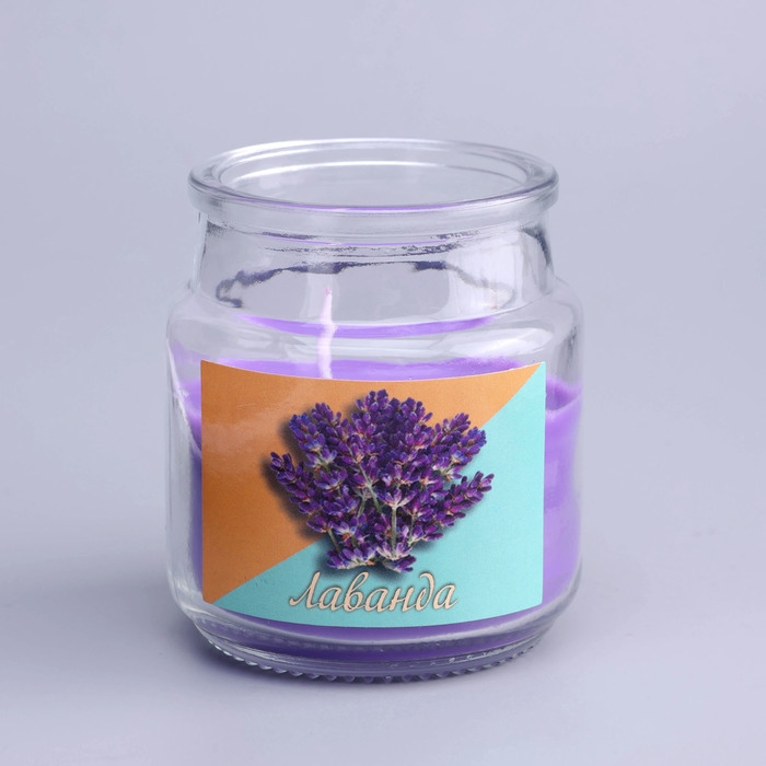 Свеча в банке ароматическая  Свеча в банке ароматическая "Душистая лаванда" 6х8,5см