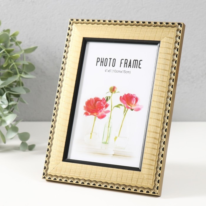 Фоторамка пластик 10х15 см Фоторамка пластик 10х15 см "Танзания" золото 18,7х13,7х1,2 см