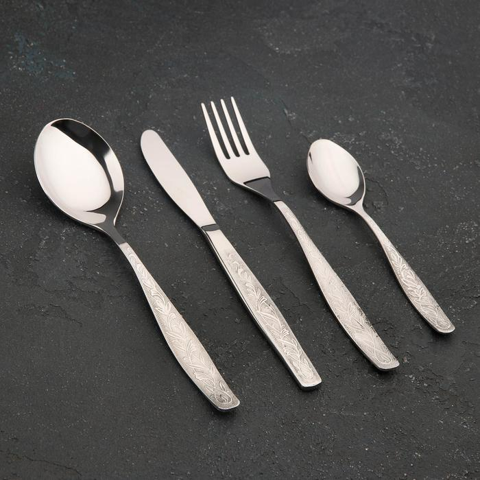 Набор столовый &laquo;Уралочка&raquo;, 24 предмета, толщина 2 мм, картонная коробка, цвет серебряный