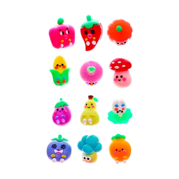 Набор ластиков фигурных 12 штук в пластиковой коробке МИКС Фрукты/Ягоды/Овощи Набор ластиков фигурных 12 штук в пластиковой коробке МИКС Фрукты/Ягоды/Овощи