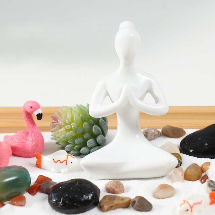Сад камней Дзен  Сад камней Дзен "Будда и фламинго" белый песок 2,5х21,5х13 см
