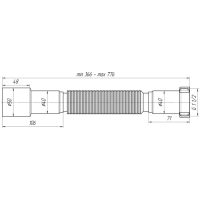 Гофросифон "АНИ Пласт" K106, 1 1/2" х 40/50 мм, без выпуска, L= 366-776 мм