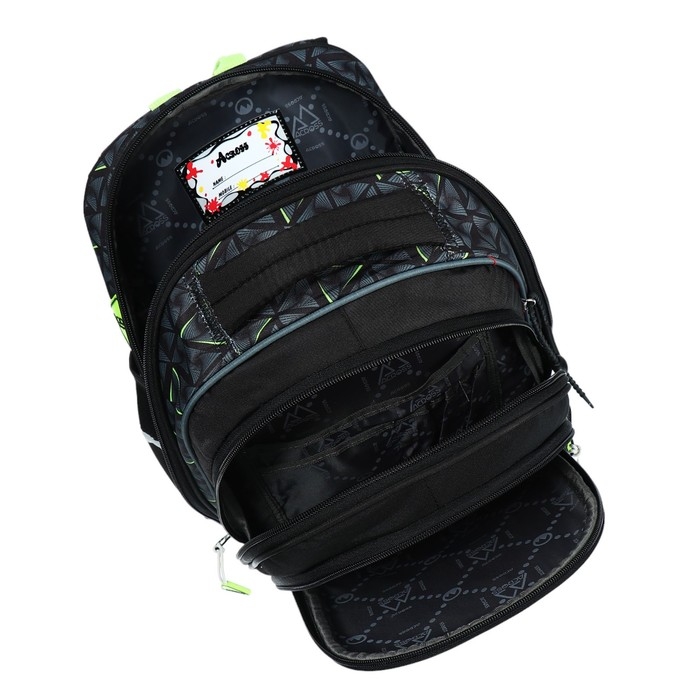 Рюкзак школьный 40х33х15см, эргономичная спинка, Across 410, серый/зеленый Рюкзак школьный 40х33х15см, эргономичная спинка, Across 410, серый/зеленый