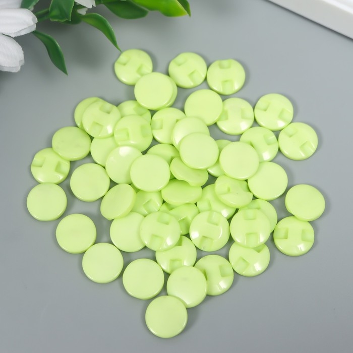 Пуговицы пластик на полуножке Пуговицы пластик на полуножке "Кругляш салат" 1,3х1,3 см набор 50 шт 2х5,5х5,5 см