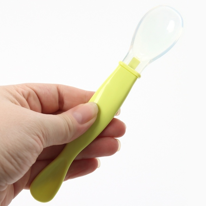 Ложка детская силиконовая для кормления, цвет зеленый Ложка детская силиконовая для кормления, цвет зеленый