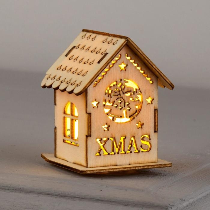 Ёлочная игрушка «Домик с колокольчиками», от батареек, свечение тёплое белое Ёлочная игрушка «Домик с колокольчиками», от батареек, свечение тёплое белое