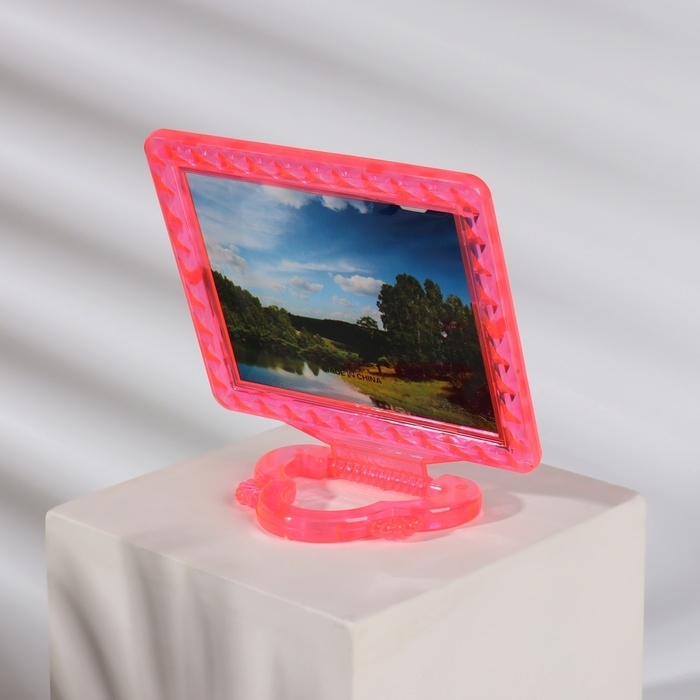 Зеркало настольное - подвесное, с рамкой под фотографию, зеркальная поверхность 11 × 9 см, цвет МИКС Зеркало настольное - подвесное, с рамкой под фотографию, зеркальная поверхность 11 × 9 см, цвет МИКС