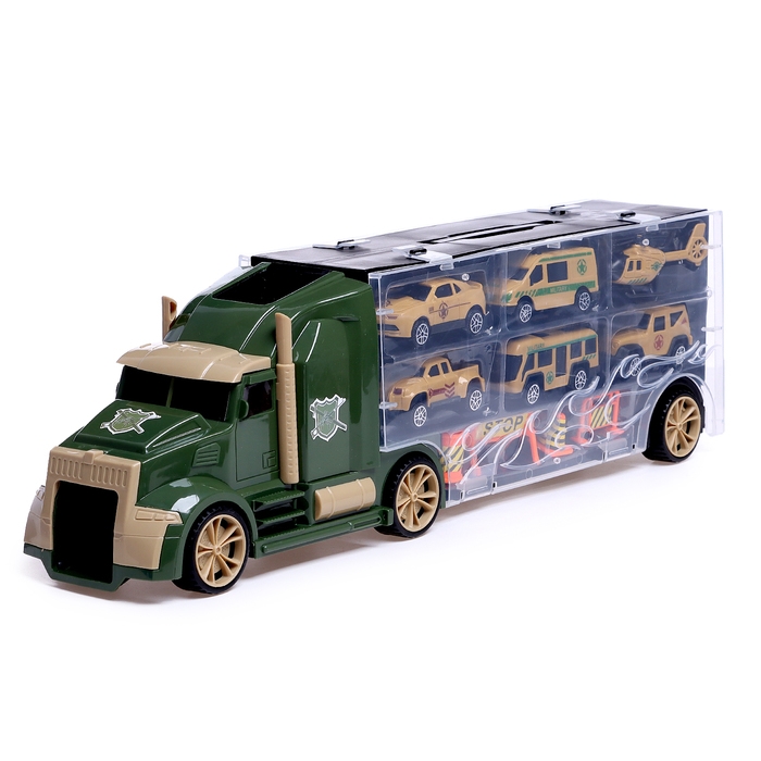 Грузовик &laquo;Перевозчик&raquo;, в комплекте 6 машин и дорожные знаки