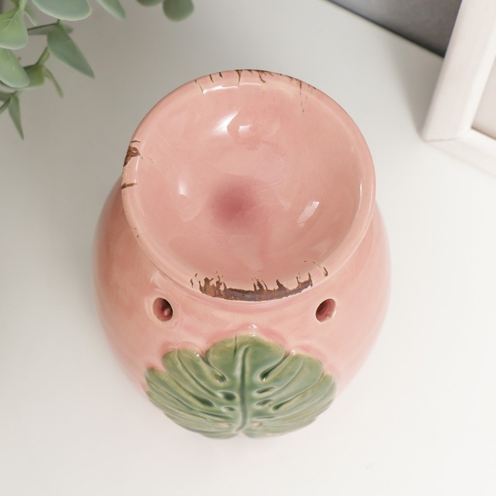 Аромалампа керамика Аромалампа керамика "Зелёный пальмовый лист" 10,5х8х8 см