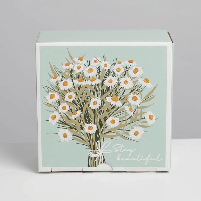 Коробка‒пенал, упаковка подарочная, «Ромашки», 15 х 15 х 7 см Коробка‒пенал, упаковка подарочная, «Ромашки», 15 х 15 х 7 см