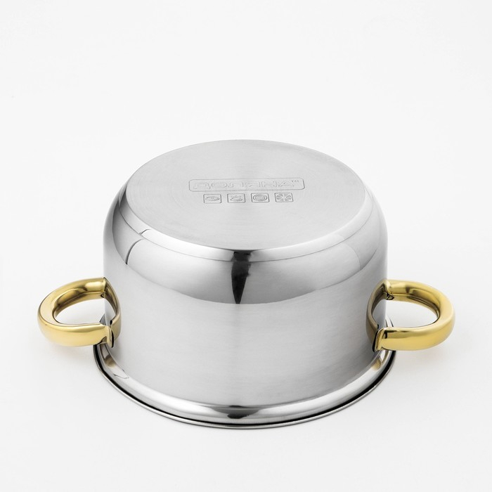 Кастрюля из нержавеющей стали с крышкой Доляна «Роскошь», 2,2 л, d=19 см Кастрюля из нержавеющей стали с крышкой Доляна «Роскошь», 2,2 л, d=19 см