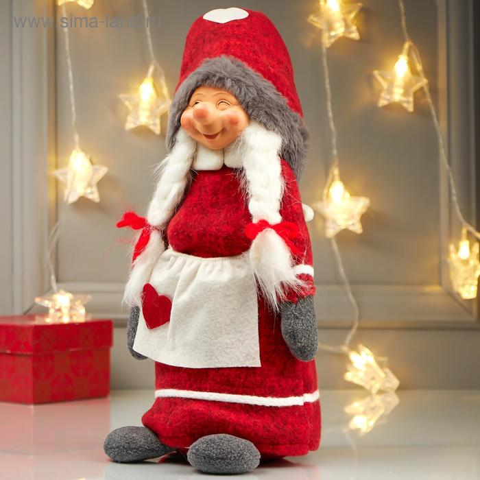 Кукла интерьерная Кукла интерьерная "Бабусечка в красном наряде, с сердечком на переднике" 52х12х18 см