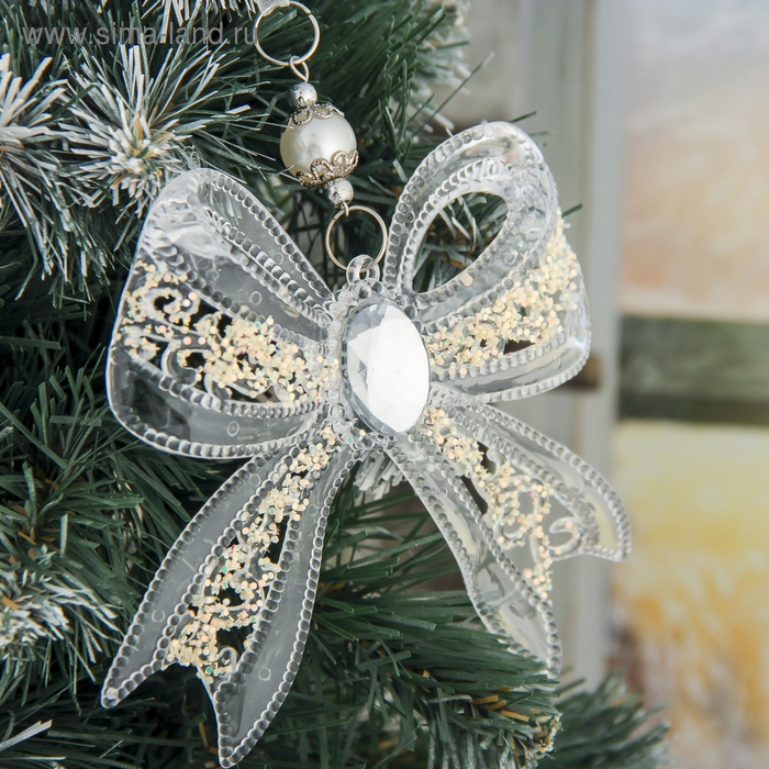 Украшение ёлочное Украшение ёлочное "Бантик блеск" 12х10,5 см, прозрачный