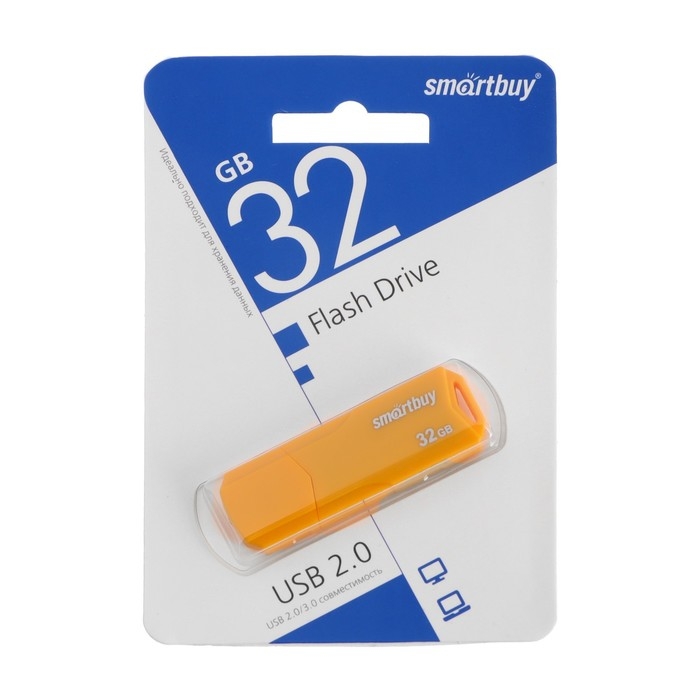 Флешка SmartBuy CLUE Yellow, 32 Гб, USB 2.0, чт до 25 Мб/с, зап до 15 Мб/с, жёлтая Флешка SmartBuy CLUE Yellow, 32 Гб, USB 2.0, чт до 25 Мб/с, зап до 15 Мб/с, жёлтая