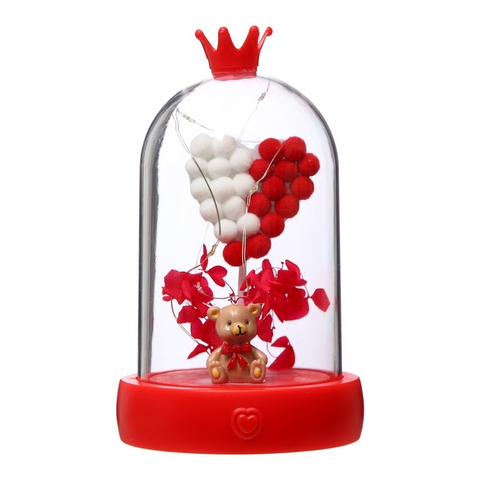 Ночник колба Ночник колба "Мишка" LED от батареек 3хААА красный 9,5х9,5х16 см RISALUX