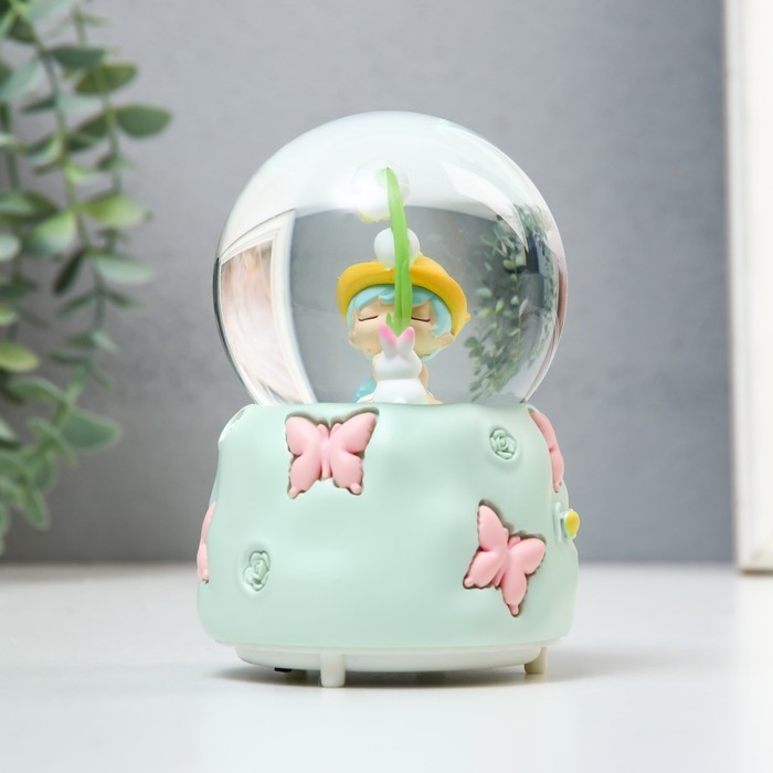 Сувенир полистоун водяной шар свет, музыка Сувенир полистоун водяной шар свет, музыка "Малыш с кроликом" МИКС 8,5х8,5х12,8 см