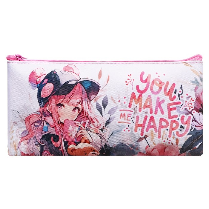 Пенал мягкий, 1 отделение, 108 х 205 мм, плоский, Calligrata ПМП 01-20 Пенал мягкий, 1 отделение, 108 х 205 мм, плоский, Calligrata ПМП 01-20 "Аниме"