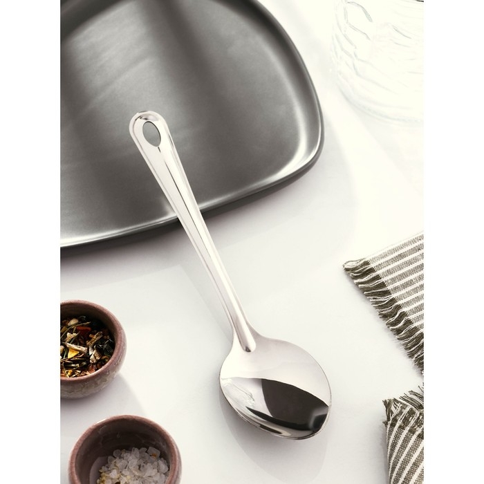 Ложка гарнирная из нержавеющей стали Доляна «Виктория», 30 мл, h=25 см, цвет серебряный Ложка гарнирная из нержавеющей стали Доляна «Виктория», 30 мл, h=25 см, цвет серебряный