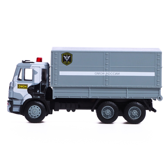 Грузовик металлический «КАМАЗ. ОМОН», инерционный, 1:54, цвет серый Грузовик металлический «КАМАЗ. ОМОН», инерционный, 1:54, цвет серый