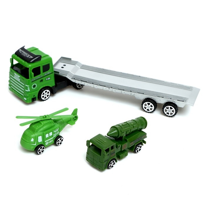 Грузовик инерционный &laquo;Военный автовоз&raquo;, с техникой, 2 машины в комплекте