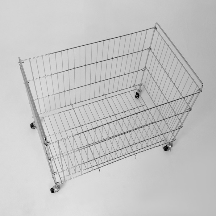 Корзина-накопитель складная, на колесах, 1 полка, 50×80×70см, цвет хром Корзина-накопитель складная, на колесах, 1 полка, 50×80×70см, цвет хром