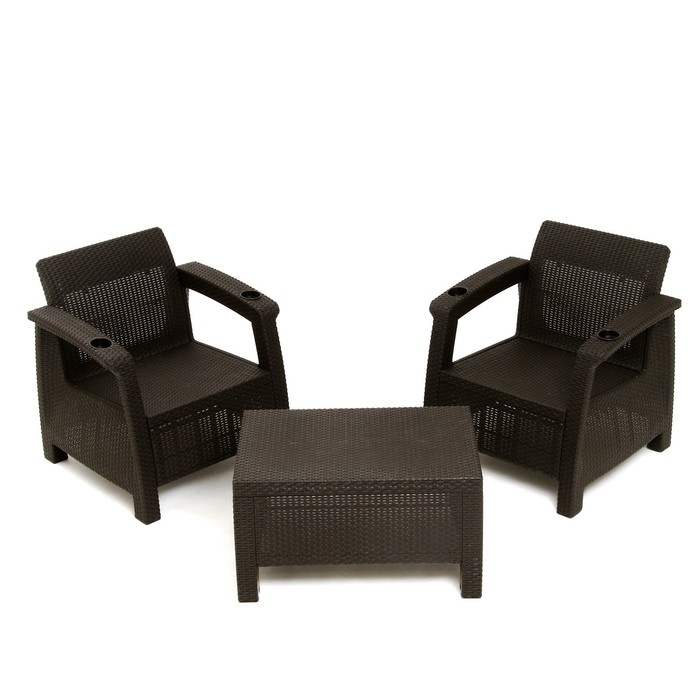 Набор садовой мебели: два кресла и стол, мокко Набор садовой мебели: два кресла и стол, мокко