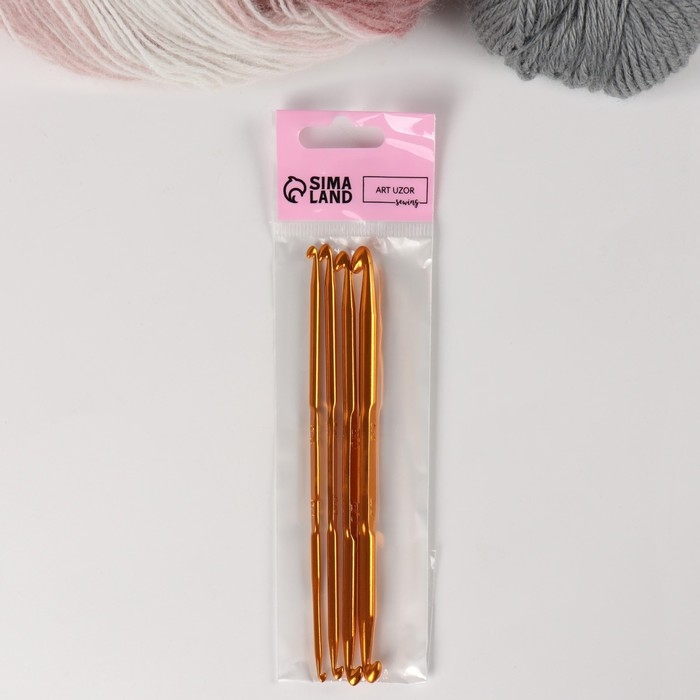 Набор двусторонних крючков для вязания, d = 1/2,3/4,5/6,7/8 мм, 13,5 см, 4 шт, цвет золотой