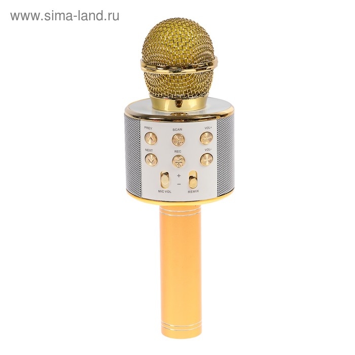 Микрофон для караоке Luazon LZZ-56, WS-858, 1800 мАч, жёлтый Микрофон для караоке Luazon LZZ-56, WS-858, 1800 мАч, жёлтый