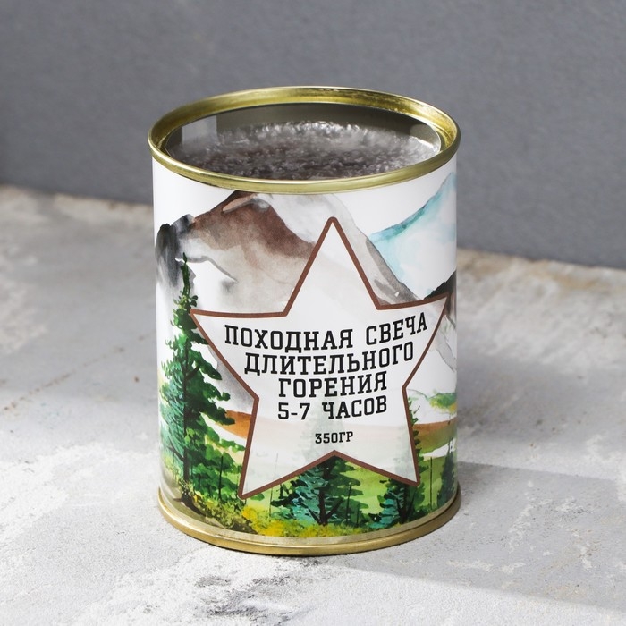 Свеча в жестяной банке походная  Свеча в жестяной банке походная "Звезда", 7,5х9,5 см, тип№1